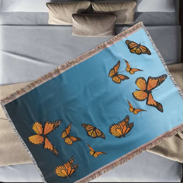 Cobertor Borboletas Monarcas de Ombre Azul (Criador carregado)