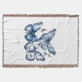 Cobertor Borboletas no Azul Delft, personalizáveis