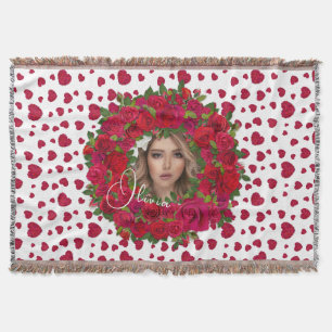 Cobertor Borda de Foto de Rosas Vermelhas e Rosas Cor-de-ro