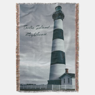 Cobertor Bordie Island Lighthouse preto e branco