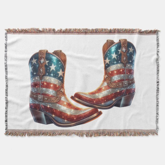 Cobertor Botas de Cowboy Bandeira Americana Bling (Frente)