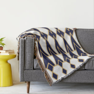 Cobertor Bowties Azul e Dourado