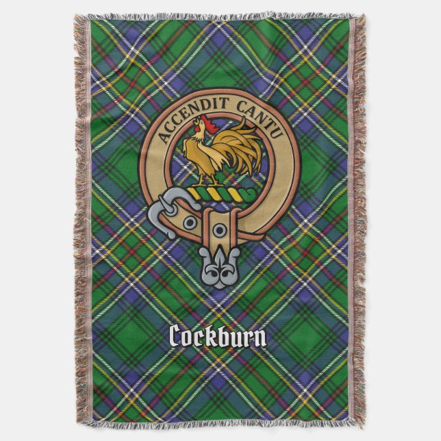 Cobertor Brasão do Clã Cockburn sobre Tartan (Frente Vertical)