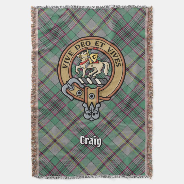 Cobertor Brasão do Clã Craig sobre Tartan (Frente Vertical)