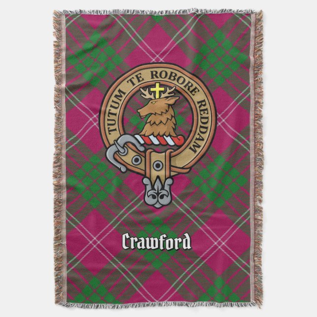 Cobertor Brasão do Clã Crawford sobre Tartan (Frente Vertical)