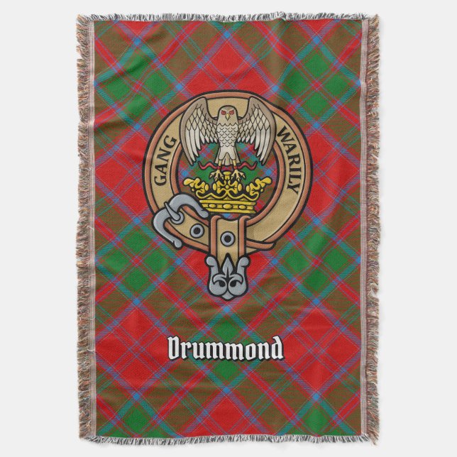 Cobertor Brasão do Clã Drummond sobre Tartan (Frente Vertical)