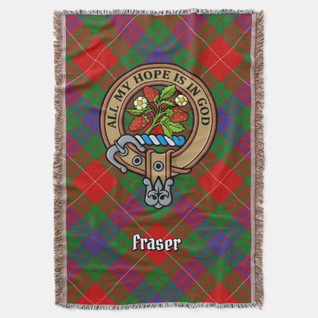 Cobertor Brasão do Clã Fraser sobre Tartan (Frente Vertical)