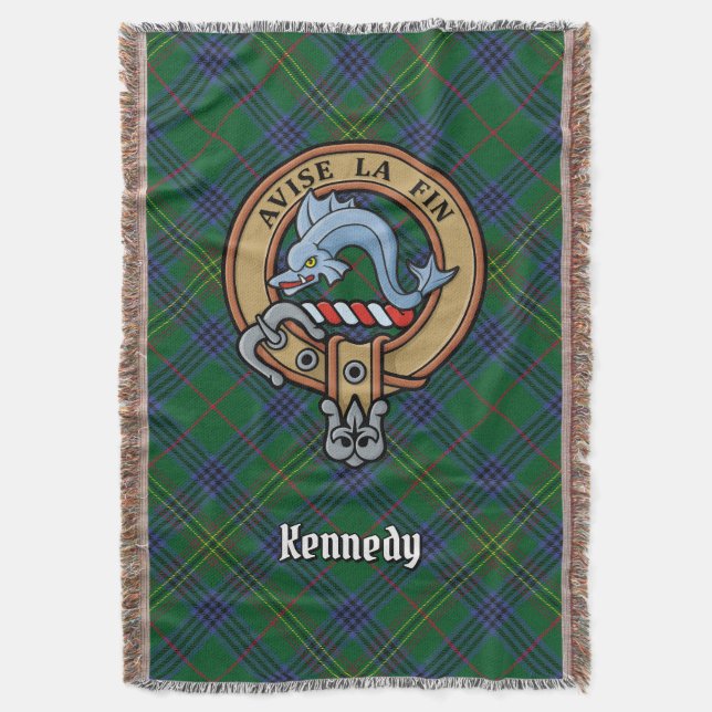 Cobertor Brasão do Clã Kennedy sobre Tartan (Frente Vertical)