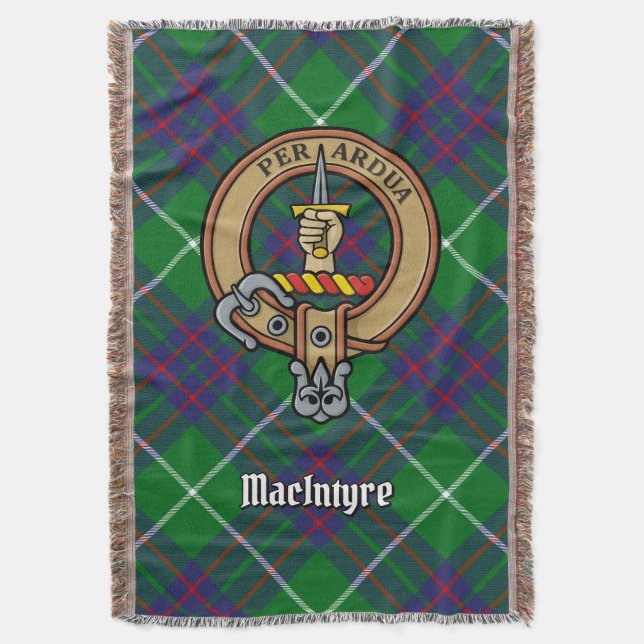 Cobertor Brasão do Clã MacIntyre sobre Tartan (Frente Vertical)