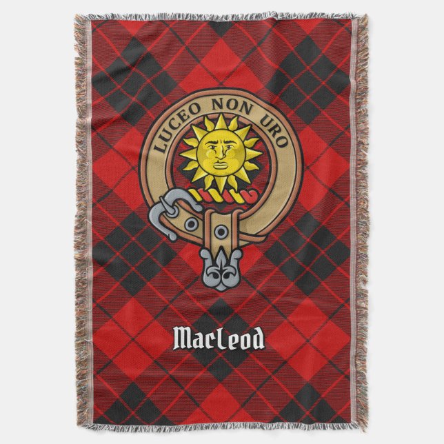 Cobertor Brasão do Clã MacLeod de Raasay sobre Tartan (Frente Vertical)