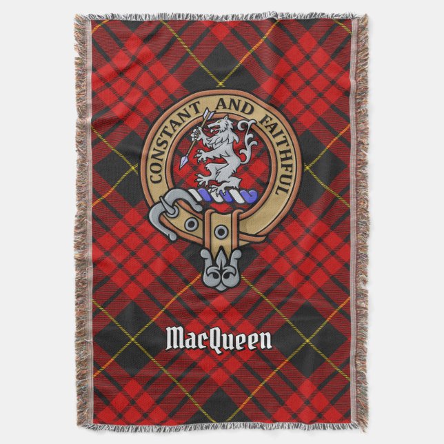 Cobertor Brasão do Clã MacQueen sobre Tartan (Frente Vertical)