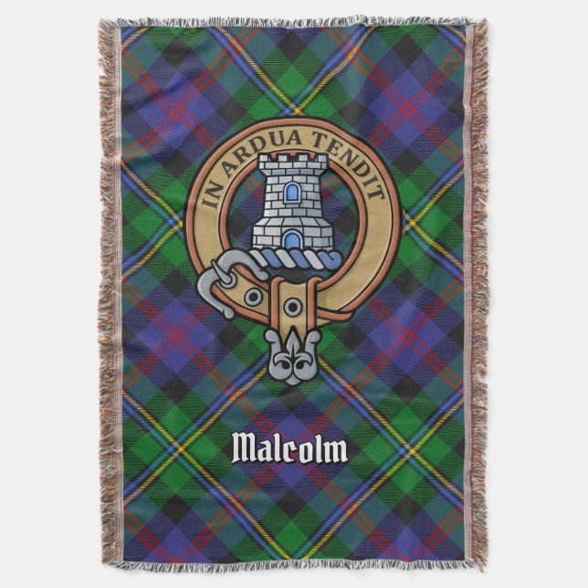 Cobertor Brasão do Clã Malcolm sobre Tartan (Frente Vertical)