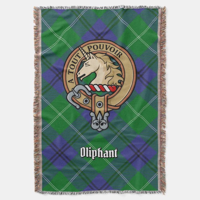Cobertor Brasão do Clã Oliphant sobre Tartan (Frente Vertical)