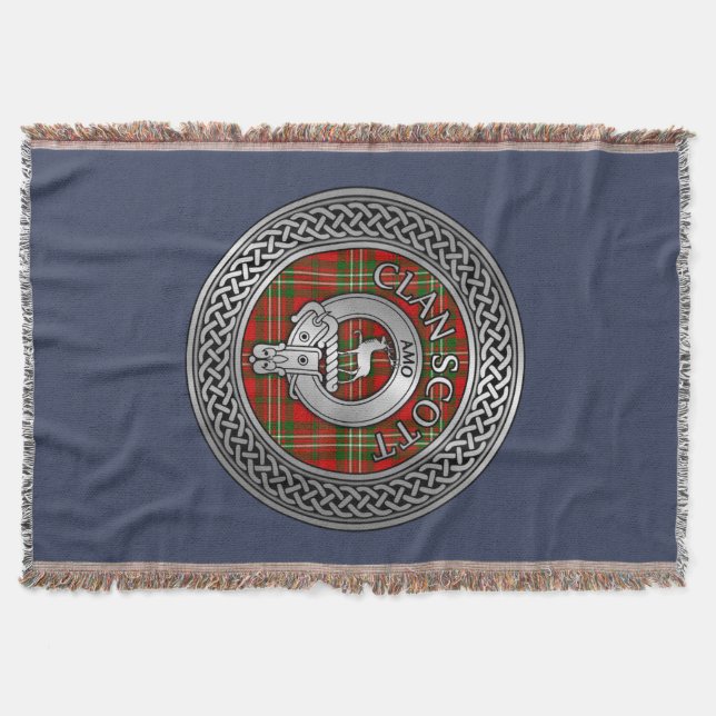 Cobertor Brasão do Clã Scott & Nó Tartan (Frente)