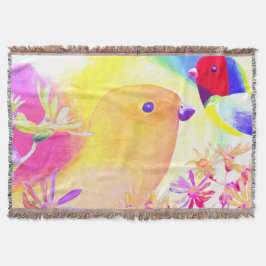 Cobertor Bright Tie-Dye Birds