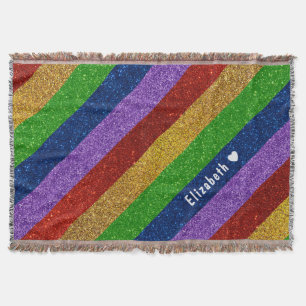 Cobertor Brilhante e brilhante Rainbow Faux Glitter Striter