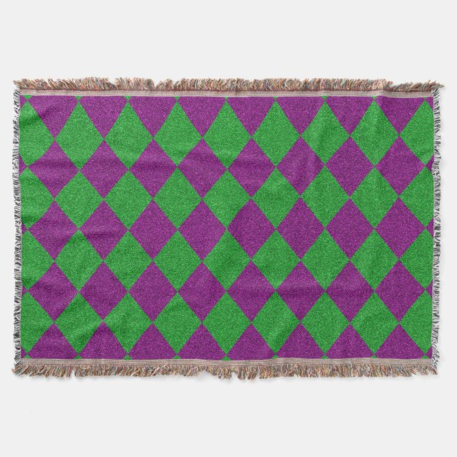 Cobertor Brilho de Diamante Roxo e Verde (Frente)