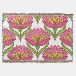 Cobertor Brilho Floral: Vintagem Branca Vermelha.