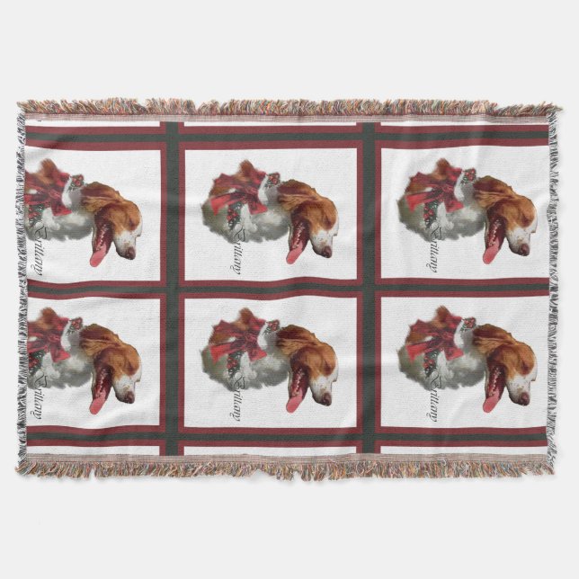 Cobertor Brittany Spaniel Christmas (Frente)