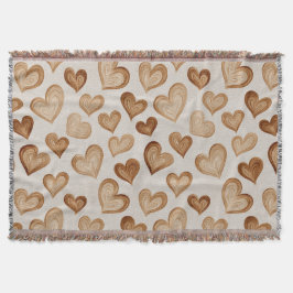 Cobertor Brown Cream Hearts Stripes