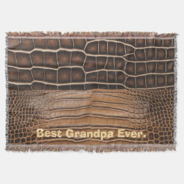 Cobertor Brown Faux Alligator Leather Best Grandpa Nunca