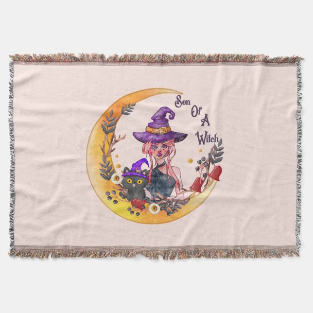 Cobertor Bruxa e Gato Negro (Frente)