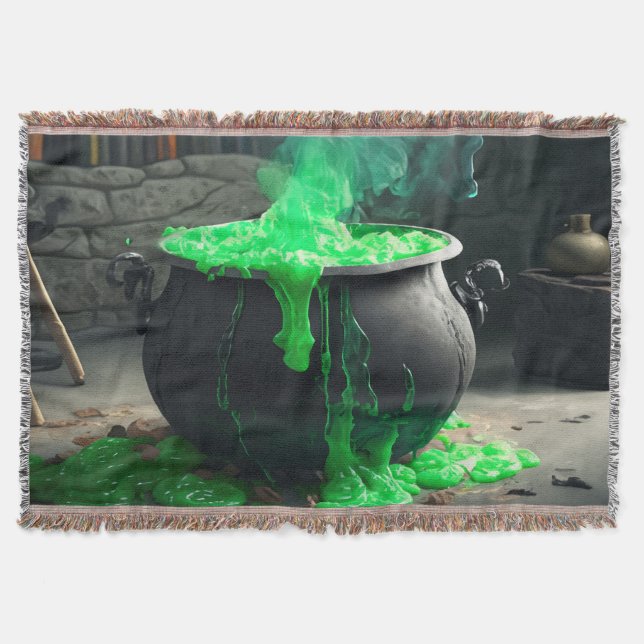 Cobertor Bubbling Witch's Cauldron Halloween (Frente)