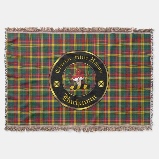 Cobertor Buchanan Clan Crest & Tartan Throw (Frente)