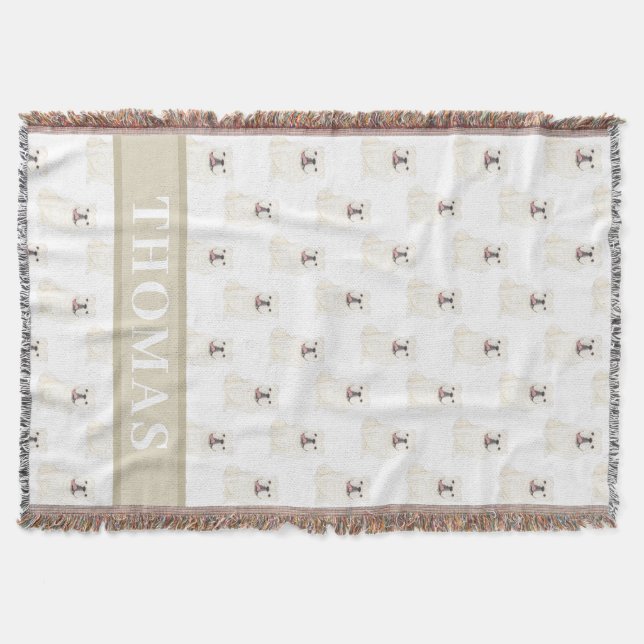 Cobertor Bulldog Inglês Personalizado (Branco) (Frente)