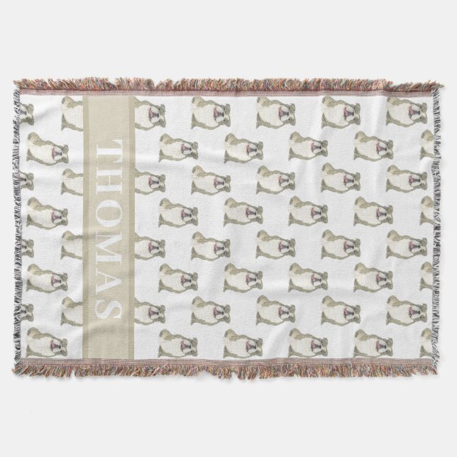 Cobertor Bulldog Personalizado em Inglês (Brindle) (Frente)