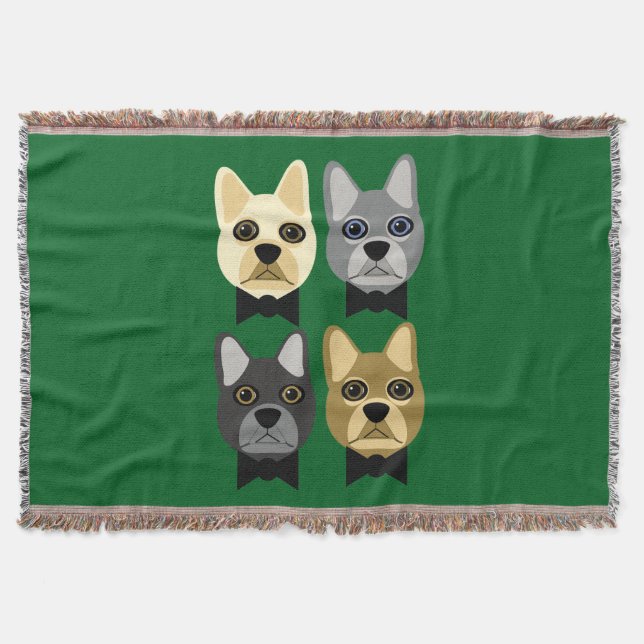 Cobertor Bulldogs Franceses Verde (Frente)