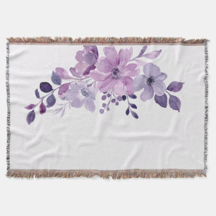 Cobertor Buquê de flores roxas em aquarela