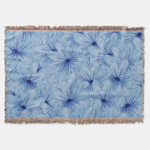 Cobertor Buquê de Flores Selvagens Azuis de Aquarela