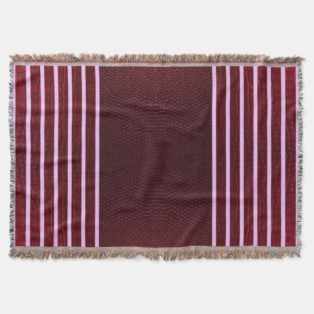 Cobertor Burgundy Exotic Faux Snake Leather Linear Stripe (Frente)