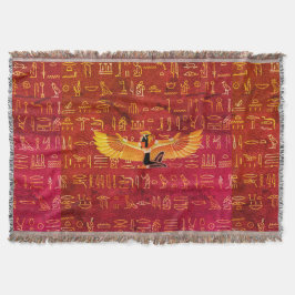 Cobertor Burnt Amber Egípcio Princess Hieroglyphs