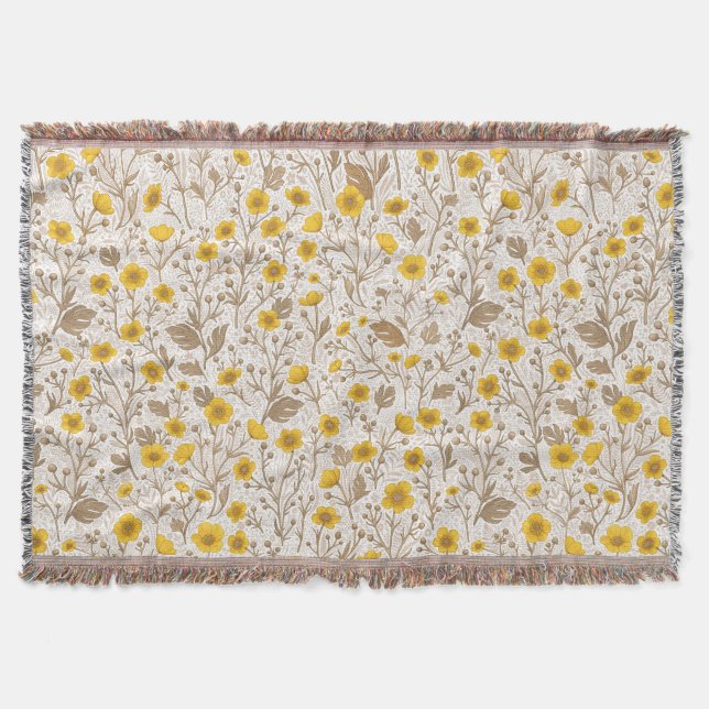 Cobertor Buttercups, amarelo e marrom (Frente)