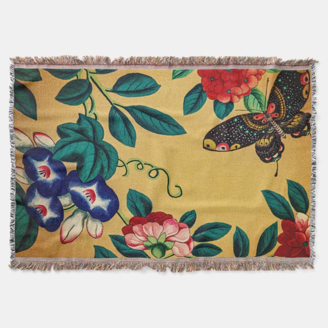 Cobertor Butterfly with a bush woven jacquard blanket (Frente)