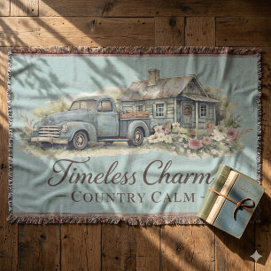 Cobertor Cabana da Camionete Azul Vintage Flor Silvestre Ca