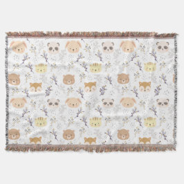 Cobertor Cabeça Animal Adorável E Padrão Floral