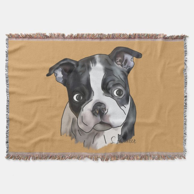 Cobertor Cachorro Bonito Boston Terrier (Frente)
