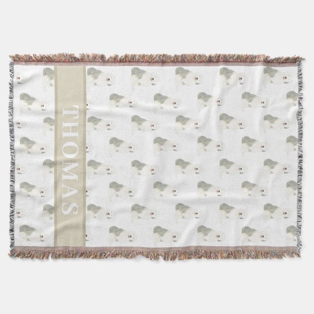 Cobertor Cachorro de Pastoreio Inglês Antigo Personalizado  (Frente)