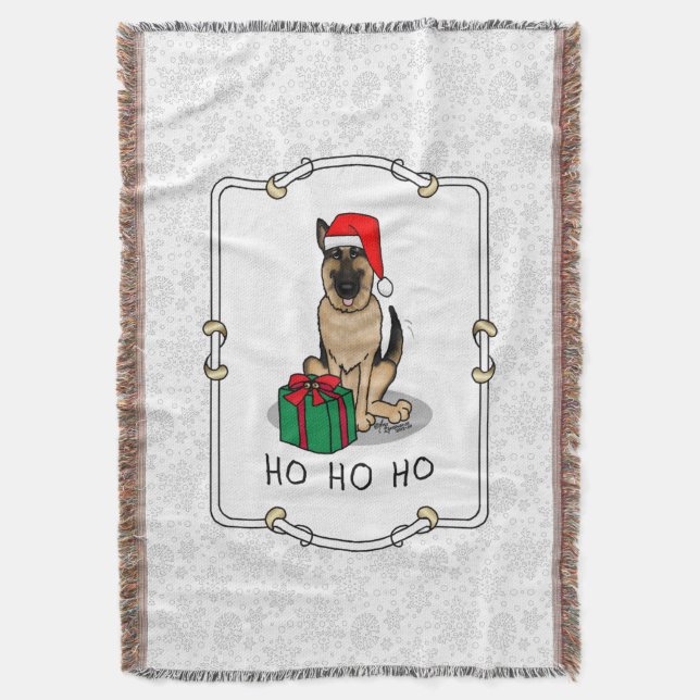 Cobertor Cachorro German shepherd de Natal Santa Hat (Frente Vertical)