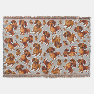 Cobertor Cachshund Padrão de Cachorro Folha