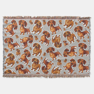 Cobertor Cachshund Padrão de Cachorro Folha