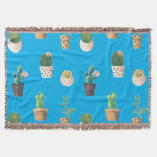 Cobertor Cacto Suculento do Deserto Verde em Potes