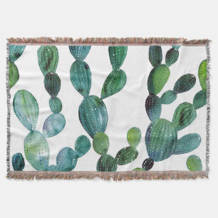 Cobertor Cactus Craze: Tendência da Aquarela Tropical