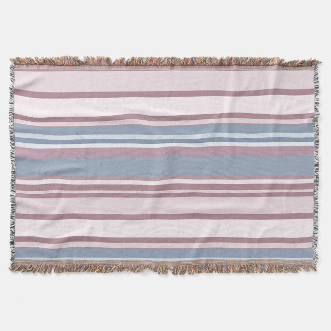 Cobertor Cadet Grey and Desaturated Rose Stripes (Frente)
