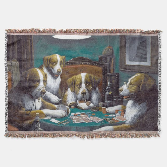 Cobertor Cães Jogando Poker Cassius Marcellus Coolidge 1894 (Frente)