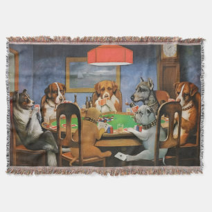 Cobertor Cães Jogando Poker de Cassius Marcellus Coolidge