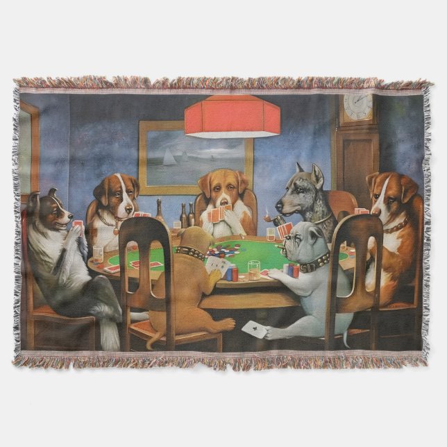 Cobertor Cães Jogando Poker de Cassius Marcellus Coolidge (Frente)
